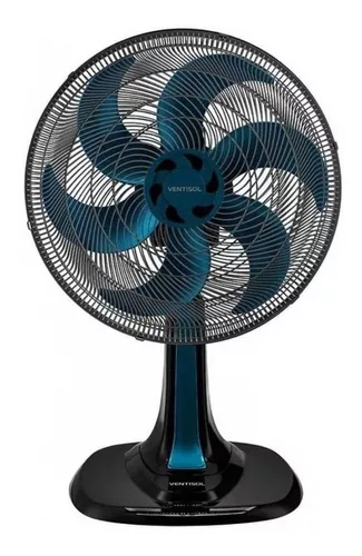 Ventilador de mesa Turbo 6 pás Plástico azul estrutura preta 30cm de diâmetro 60 Hz 220V